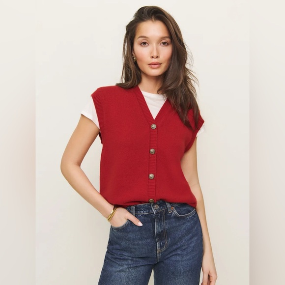 Shrimps x Reformation Clover Sweater Vest – NWT (Size M) in Sundried Tomato - Picture 1 of 12